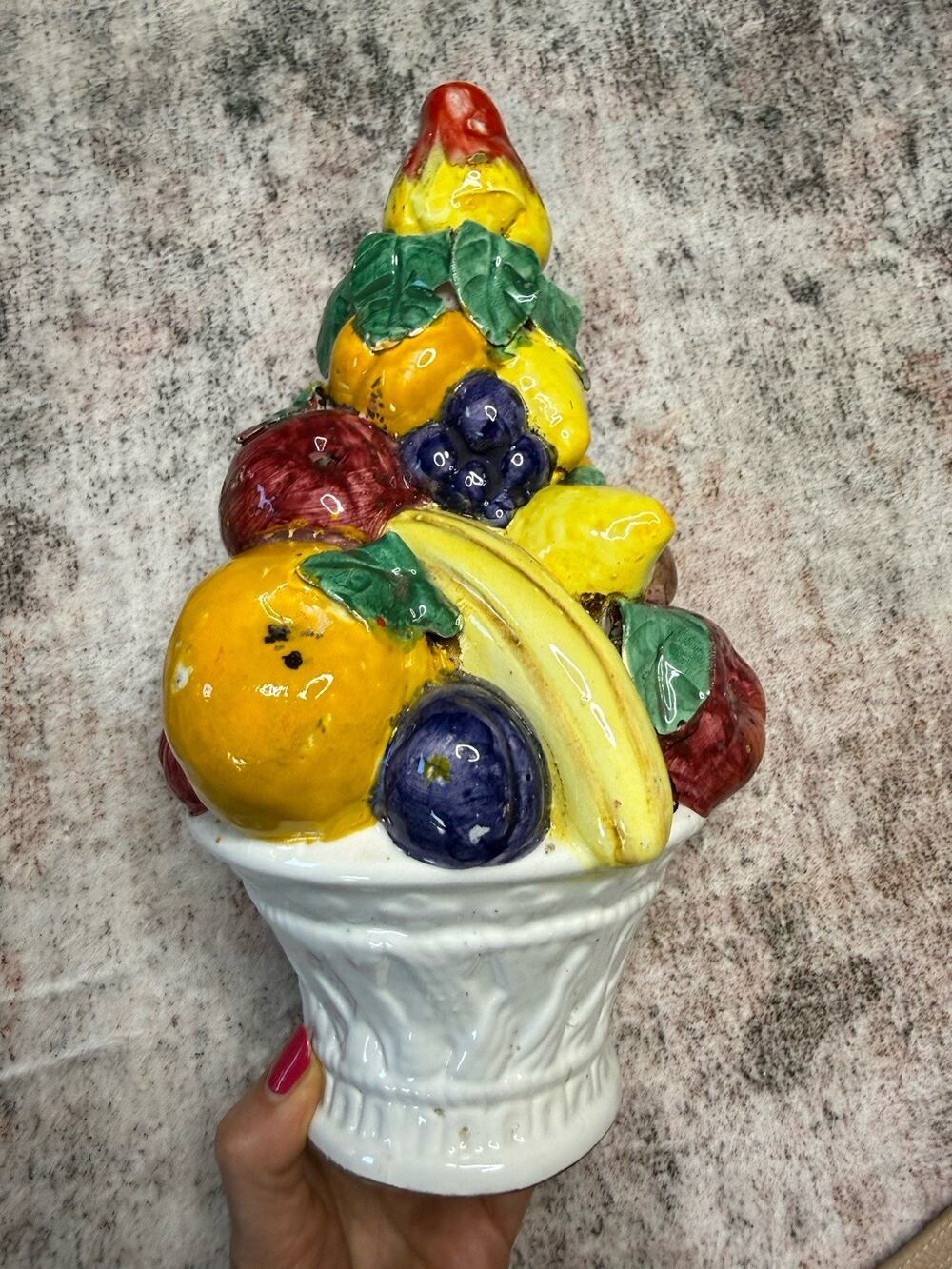 Vintage Ceramic Italian Fruit Topiary Majolica Centerpiece MCM